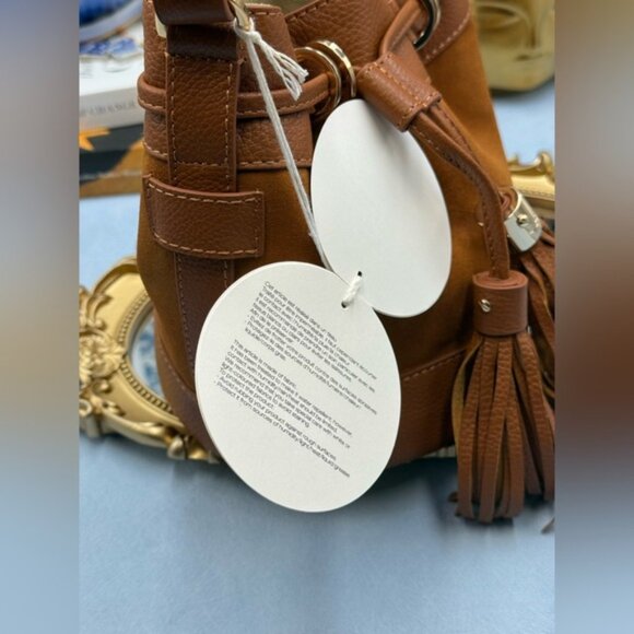 🆕 SEE BY CHLOE 🧿 NWT Vicki Bucket Bag, Caramello Leather & Suede - Picture 6 of 16